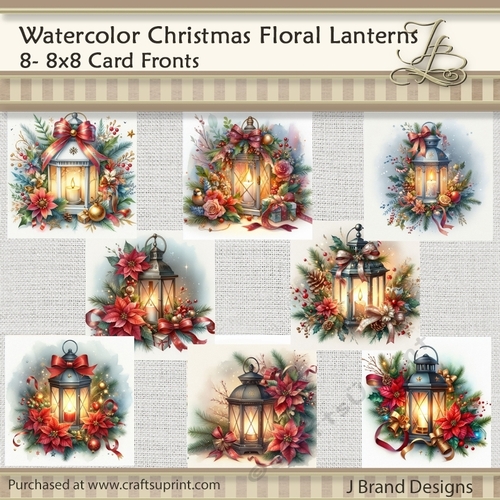 Watercolor Christmas Floral Lanterns