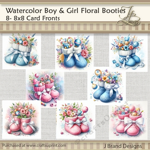 Watercolor Boy and Girl Floral Booties