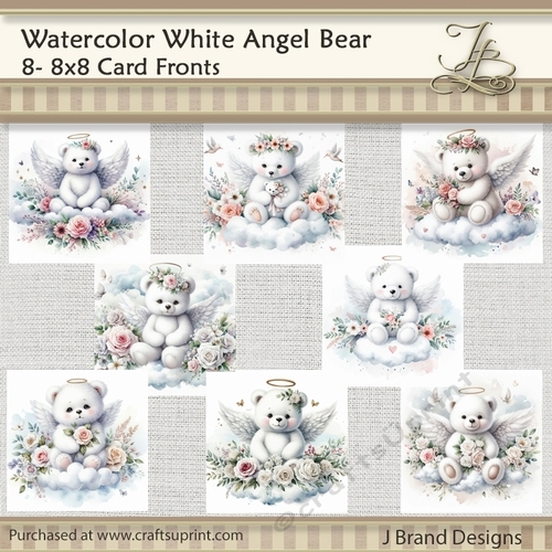 Watercolor White Angel Bear