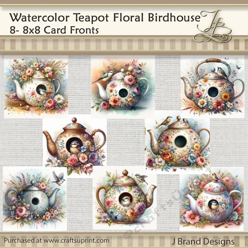 Watercolor Teapot Floral Birdhouse
