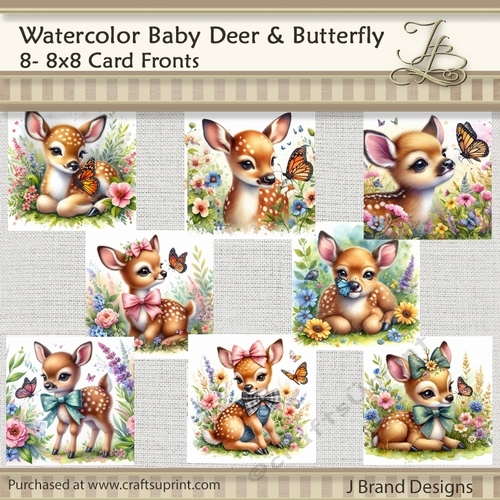 Watercolor Baby Deer and Butterfly