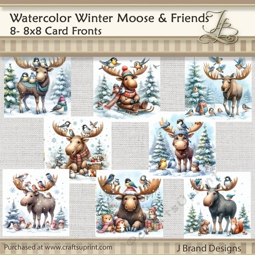Watercolor Moose and Friends