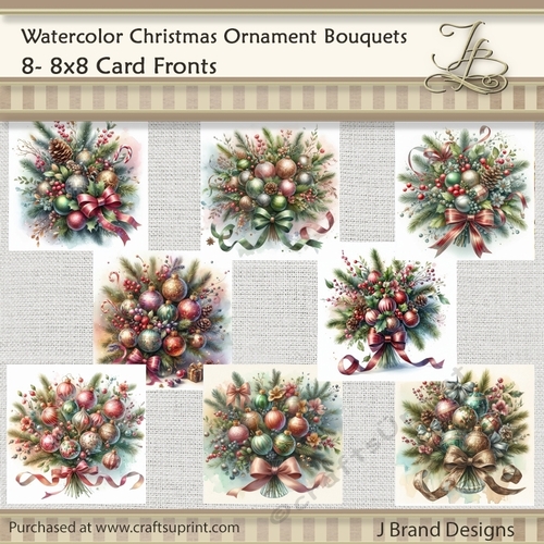 Watercolor Christmas Ornament Floral Bouquets