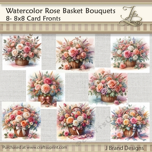 Watercolor Rose Basket Bouquets