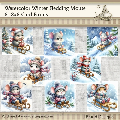 Watercolor Winter Sledding Mouse