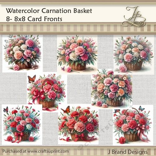 Watercolor Carnation Basket Bouquet