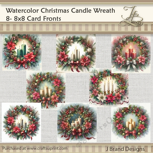 Watercolor Christmas Candle Wreath