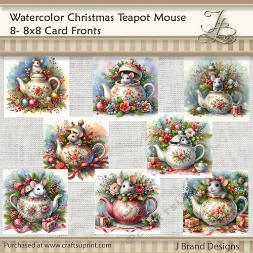 Watercolor Christmas Teapot Mouse