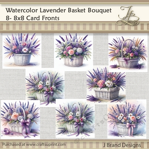 Watercolor Lavender Floral Basket