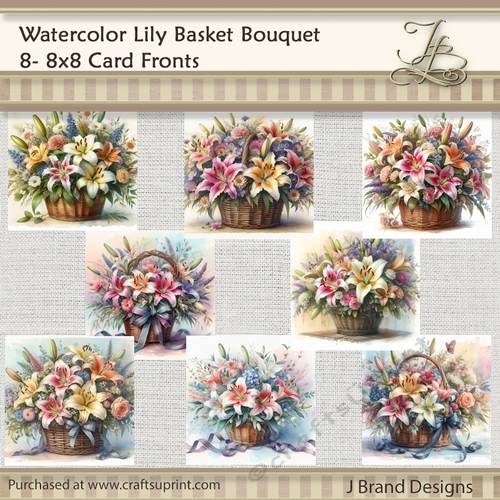 Watercolor Lily Floral Basket