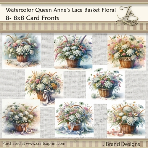 Watercolor Queen Annes Lace Basket Floral