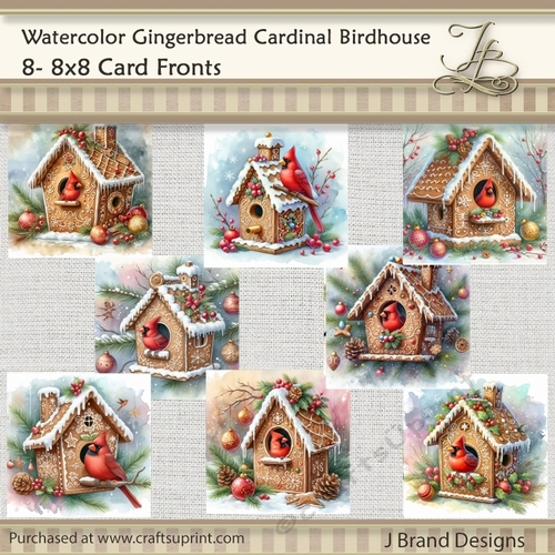 Watercolor Gingerbread Cardinal Birdhouse