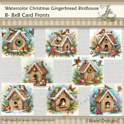 Watercolor Christmas Gingerbread Birdhouse