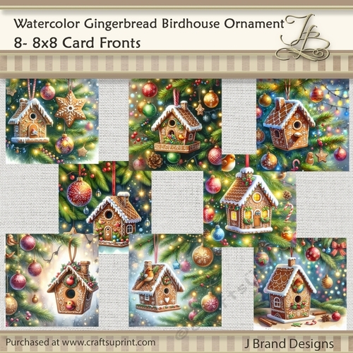 Watercolor Christmas Gingerbread Birdhouse Ornament