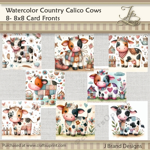 Watercolor Country Calico Cows