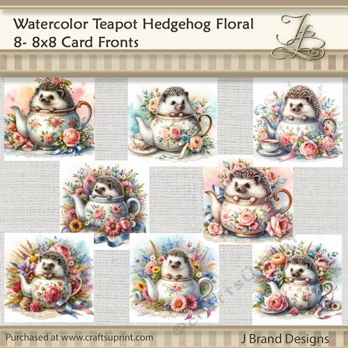 Watercolor Teapot Floral Hedgehog