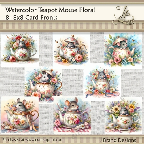Watercolor Teapot Floral Mouse