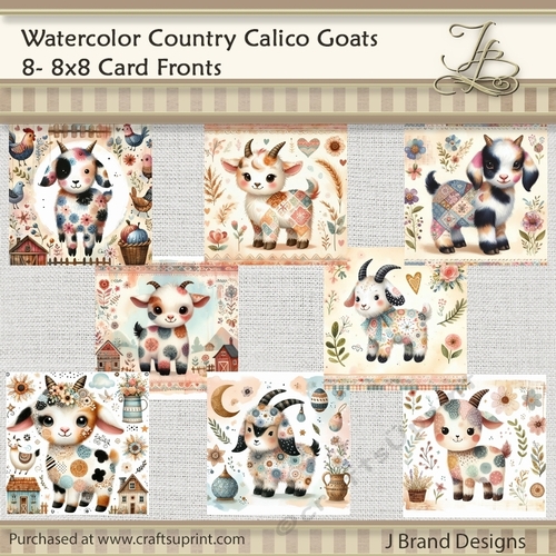 Watercolor Country Calico Goats