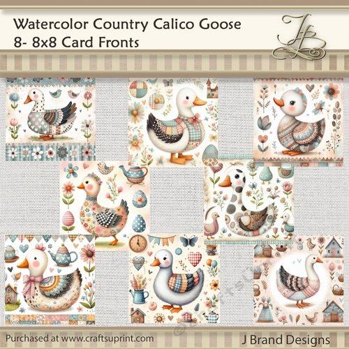Watercolor Country Calico Goose
