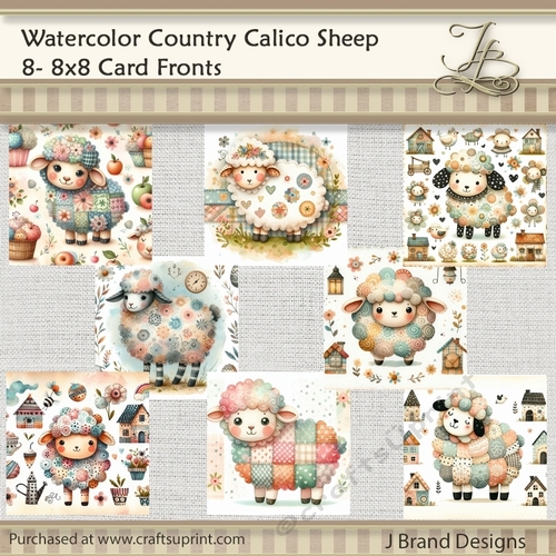 Watercolor Country Calico Sheep