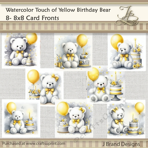 Watercolor Touch of Yellow Birthday Bear