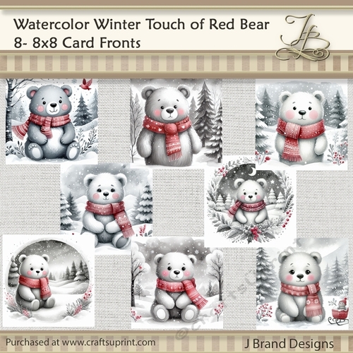 Watercolor Winter Touch of Red Bear