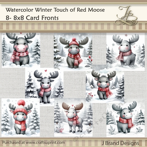 Watercolor Winter Touch of Red Moose