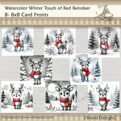 Watercolor Winter Touch of Red Reindeer