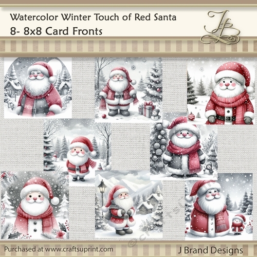 Watercolor Winter Touch of Red Santa