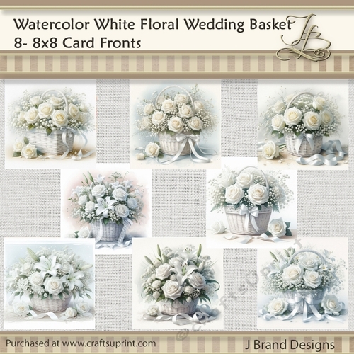 Watercolor White Floral Wedding Basket