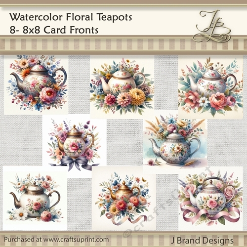 Watercolor Floral Teapots