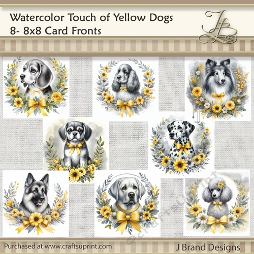 Watercolor Touch of Yellow Dogs