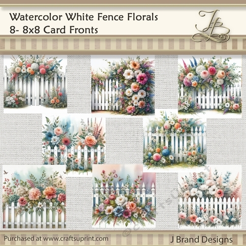 Watercolor White Fence Florals