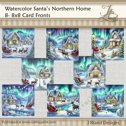 Watercolor Santas Northern Home