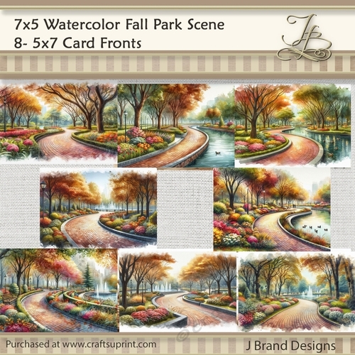 7x5 Watercolor Fall Park Scene