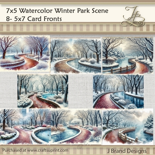 7x5 Watercolor Winter Park Scene
