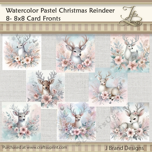 Watercolor Pastel Christmas Reindeer