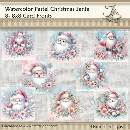 Watercolor Pastel Christmas Santa