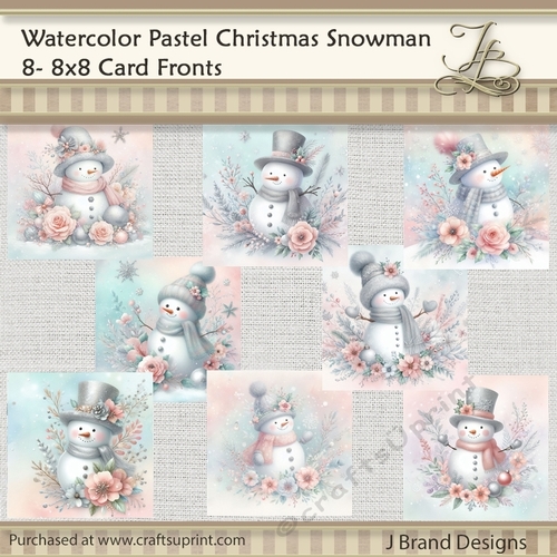 Watercolor Pastel Christmas Snowman