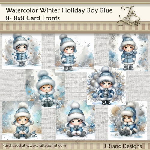 Watercolor Winter Holiday Boy Blue