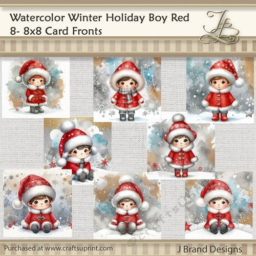 Watercolor Winter Holiday Boy Red