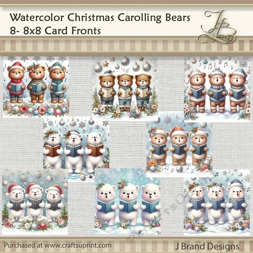 Watercolor Christmas Carolling Bears