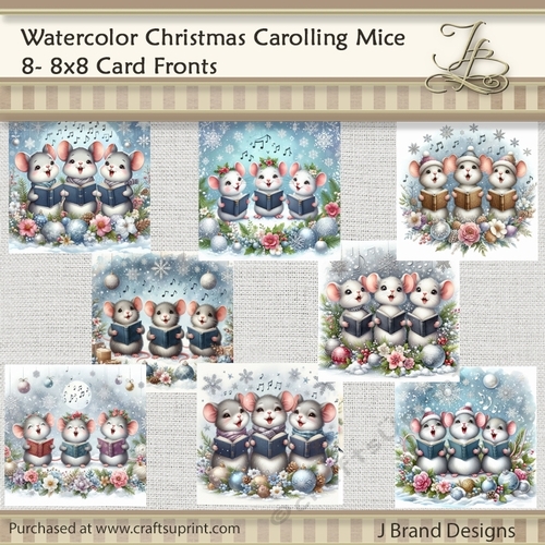 Watercolor Christmas Carolling Mice