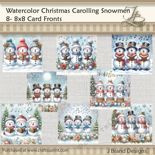 Watercolor Christmas Carolling Snowmen