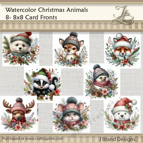 Watercolor Christmas Floral Animals