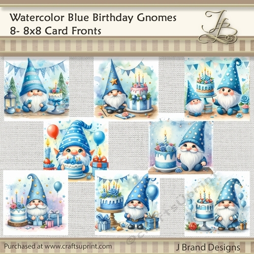 Watercolor Blue Birthday Gnomes