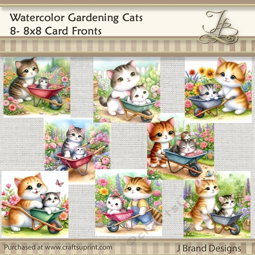Watercolor Gardening Cats