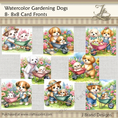Watercolor Gardening Dogs