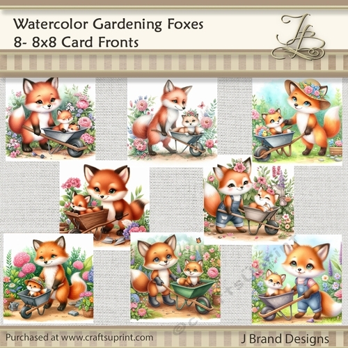 Watercolor Gardening Foxes