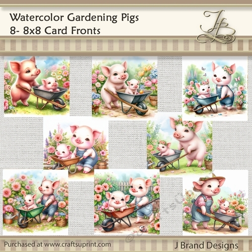 Watercolor Gardening Pigs